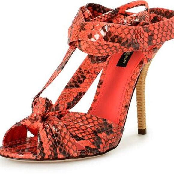 Dolce & Gabbana Shoes - Dolce & Gabbana Women's "Keira" Python Exotic Ankle Strap Heels